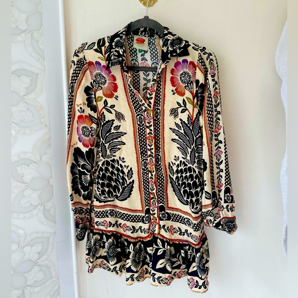 Farm Rio NWOT Patterned Silk Dress